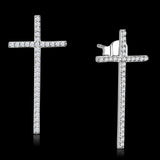 Rhodium 925 Sterling Silver Earrings with AAA Grade CZ  in Clear