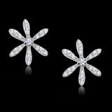 Rhodium 925 Sterling Silver Earrings with AAA Grade CZ  in Clear