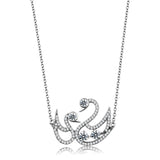 Rhodium 925 Sterling Silver Chain Pendant with AAA Grade CZ  in Clear