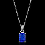 Rhodium 925 Sterling Silver Chain Pendant with Synthetic Synthetic Glass in Montana