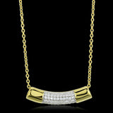 Gold+Rhodium 925 Sterling Silver Chain Pendant with AAA Grade CZ  in Clear
