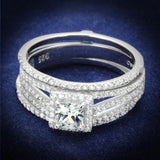 Rhodium 925 Sterling Silver Ring with AAA Grade CZ  in Clear