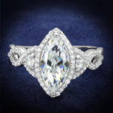 Rhodium 925 Sterling Silver Ring with AAA Grade CZ  in Clear