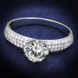 Rhodium 925 Sterling Silver Ring with AAA Grade CZ  in Clear