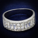 Rhodium 925 Sterling Silver Ring with AAA Grade CZ  in Clear