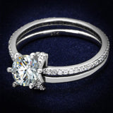 Rhodium 925 Sterling Silver Ring with AAA Grade CZ  in Clear