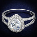 Rhodium 925 Sterling Silver Ring with AAA Grade CZ  in Clear