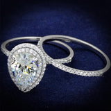 Rhodium 925 Sterling Silver Ring with AAA Grade CZ  in Clear