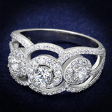Rhodium 925 Sterling Silver Ring with AAA Grade CZ  in Clear