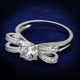 Rhodium 925 Sterling Silver Ring with AAA Grade CZ  in Clear
