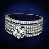 Rhodium 925 Sterling Silver Ring with AAA Grade CZ  in Clear