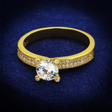 Gold 925 Sterling Silver Ring with AAA Grade CZ  in Clear