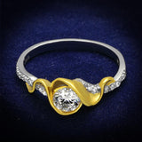Reverse Two-Tone 925 Sterling Silver Ring with AAA Grade CZ  in Clear