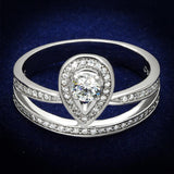 Rhodium 925 Sterling Silver Ring with AAA Grade CZ  in Clear