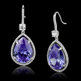 Rhodium 925 Sterling Silver Earrings with AAA Grade CZ  in Light Amethyst