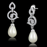 Rhodium 925 Sterling Silver Earrings with Synthetic Pearl in Citrine Yellow