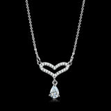 Rhodium 925 Sterling Silver Necklace with AAA Grade CZ  in Clear