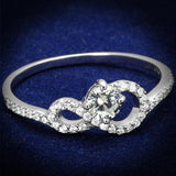 Rhodium 925 Sterling Silver Ring with AAA Grade CZ  in Clear