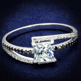 Rhodium 925 Sterling Silver Ring with AAA Grade CZ  in Clear