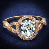 Rose Gold 925 Sterling Silver Ring with AAA Grade CZ  in Clear