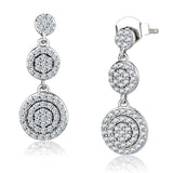 Rhodium 925 Sterling Silver Earrings with AAA Grade CZ  in Clear