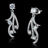 Rhodium 925 Sterling Silver Earrings with AAA Grade CZ  in Clear