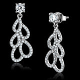Rhodium 925 Sterling Silver Earrings with AAA Grade CZ  in Clear