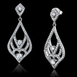 Rhodium 925 Sterling Silver Earrings with AAA Grade CZ  in Clear