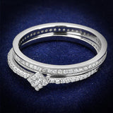Rhodium 925 Sterling Silver Ring with AAA Grade CZ  in Clear