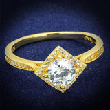 Gold 925 Sterling Silver Ring with AAA Grade CZ  in Clear