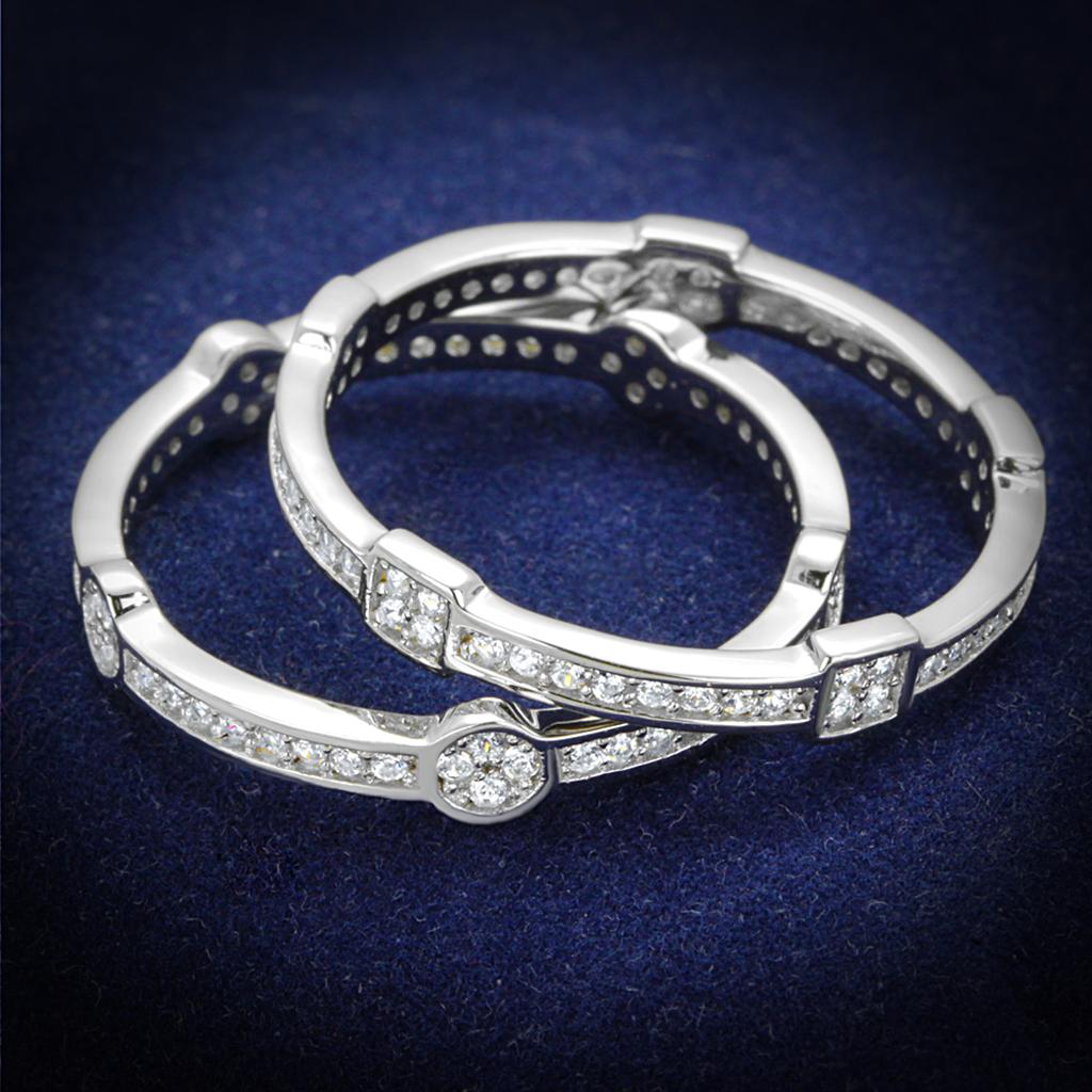 Rhodium 925 Sterling Silver Ring with AAA Grade CZ  in Clear