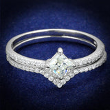 Rhodium 925 Sterling Silver Ring with AAA Grade CZ  in Clear