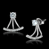 Rhodium 925 Sterling Silver Earrings with AAA Grade CZ  in Clear