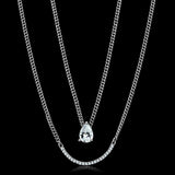 Rhodium 925 Sterling Silver Necklace with AAA Grade CZ  in Clear