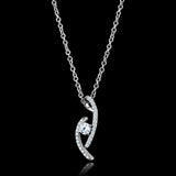 Rhodium 925 Sterling Silver Necklace with AAA Grade CZ  in Clear