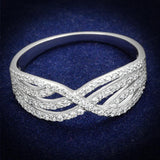 Rhodium 925 Sterling Silver Ring with AAA Grade CZ  in Clear