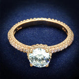 Rose Gold 925 Sterling Silver Ring with AAA Grade CZ  in Clear