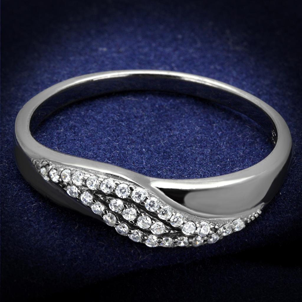 Ruthenium 925 Sterling Silver Ring with AAA Grade CZ  in Clear