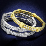 Gold+Rhodium 925 Sterling Silver Ring with AAA Grade CZ  in Clear