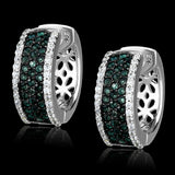 Rhodium + Ruthenium 925 Sterling Silver Earrings with Synthetic Synthetic Glass in Blue Zircon