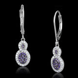 Rhodium + Ruthenium 925 Sterling Silver Earrings with AAA Grade CZ  in Amethyst