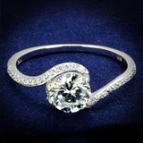 Rhodium 925 Sterling Silver Ring with AAA Grade CZ  in Clear