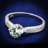Rhodium 925 Sterling Silver Ring with AAA Grade CZ  in Clear