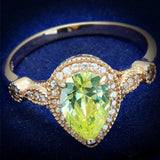 Rose Gold 925 Sterling Silver Ring with AAA Grade CZ  in Apple Green color