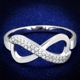 Rhodium 925 Sterling Silver Ring with AAA Grade CZ  in Clear