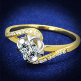 Gold+Rhodium 925 Sterling Silver Ring with AAA Grade CZ  in Clear