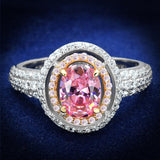 Rose Gold + Rhodium 925 Sterling Silver Ring with AAA Grade CZ  in Rose