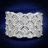 Rhodium 925 Sterling Silver Ring with AAA Grade CZ  in Clear