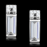 Rhodium 925 Sterling Silver Earrings with AAA Grade CZ  in Clear