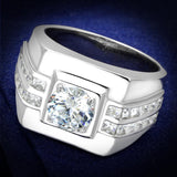 Rhodium 925 Sterling Silver Ring with AAA Grade CZ  in Clear